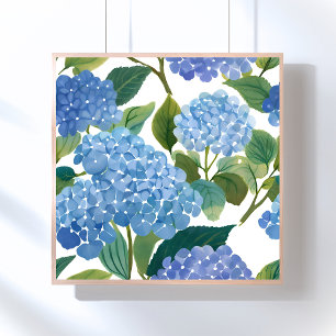 Póster Hortensias Azules   Hermoso Arbusto Floral
