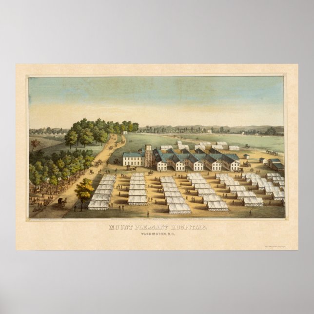 Póster Hospitales Mount Pleasant en Washington DC 1862 (Frente)