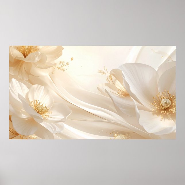 Póster Hospitality Grandeur: A Fluid Floral and Silk Wall (Frente)
