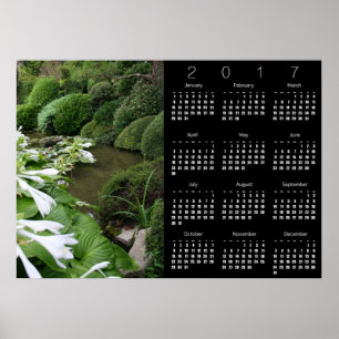 Póster Hosta en el Poster del calendario de jardines Zen 