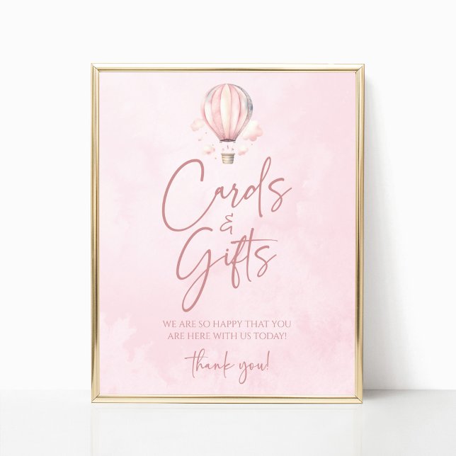 Póster Hot Air Balloon Baby Shower Cards and Gifts Sign (Subido por el creador)
