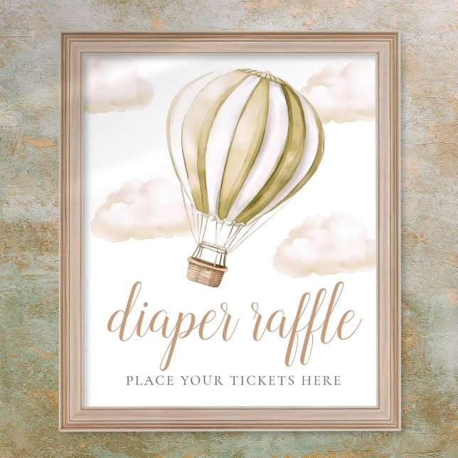 Póster Hot Air Balloon Baby Shower Diaper Raffle Sign (Hot Air Balloon Baby Shower Diaper Raffle Sign)