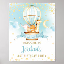 Hot Air Balloon Birthday Jungle Animals Welcome