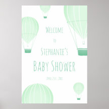 Hot Air Balloon Green Baby Shower Welcome