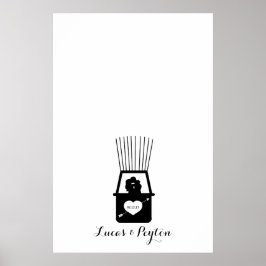 Póster Hot Air Balloon Kiss Thumbprint Wedding Guestbook