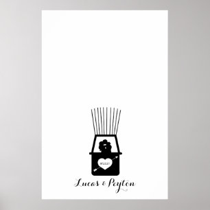 Póster Hot Air Balloon Kiss Thumbprint Wedding Guestbook
