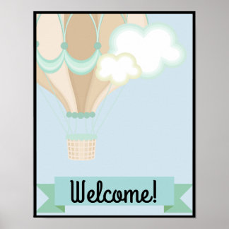 Póster hot air balloon welcome teacher school