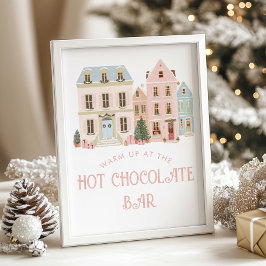 Póster Hot Chocolate Bar Christmas village Baby Shower
