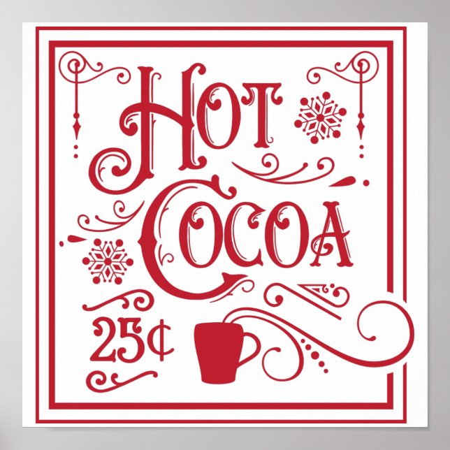 Póster Hot Cocoa Vintage Retro  (Frente)