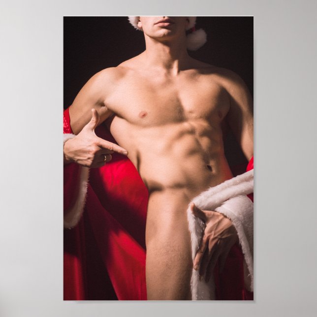 Póster Hot Guy Poses Sexy Shirless Santa Outfit Hunt (Frente)