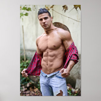 Póster Hot Guy Sexy Bare Chest Open Shirt Hunk