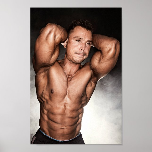 Póster Hot Guy Sexy Shirless Bodybuilder Hunk Muscles (Frente)