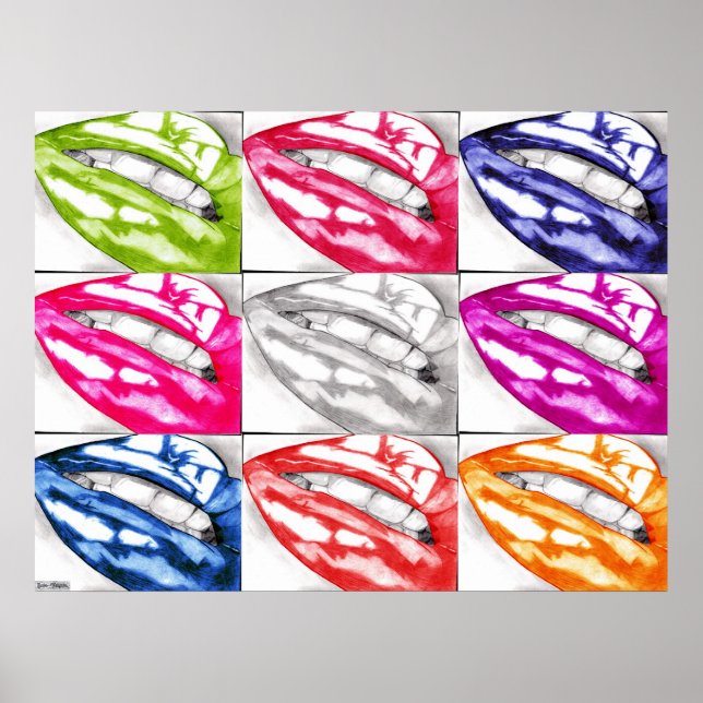 Póster Hot Lips Pop Art Poster (¡Mejorado!) (Frente)