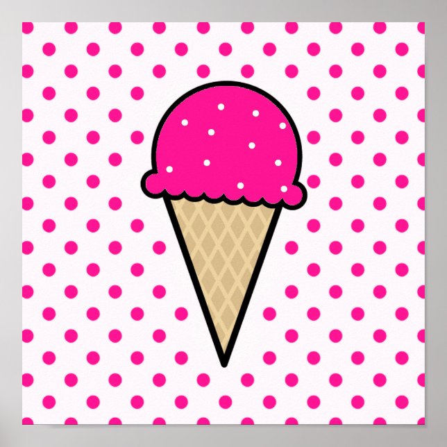 Póster Hot Pink Ice Cream Cone (Frente)