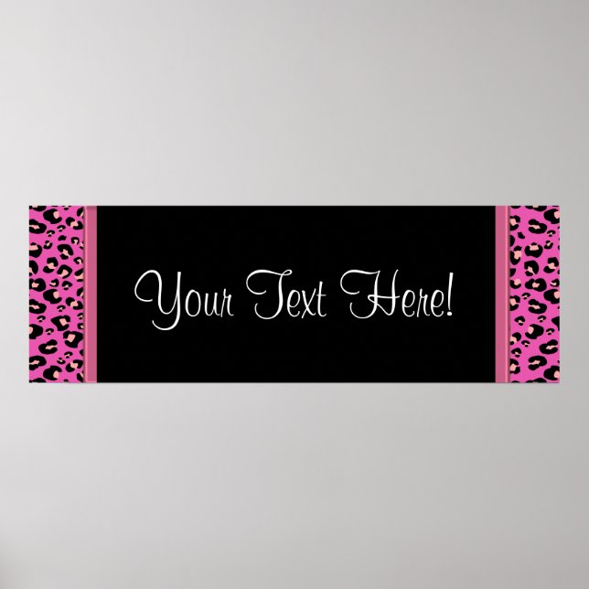 Póster Hot Pink Leopard Baby Shower Banner (Frente)