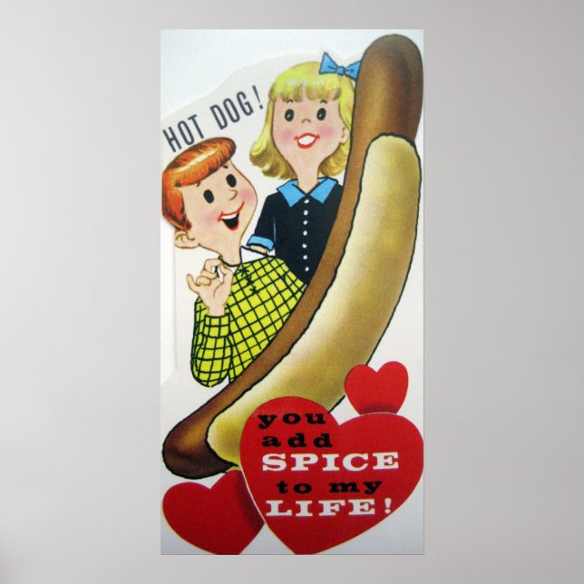 Póster Hotdog retro lindo Valentine poster (Frente)