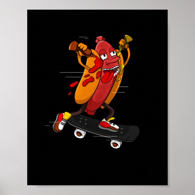 Póster Hotdog Skater Funny Skatwurst (Frente)