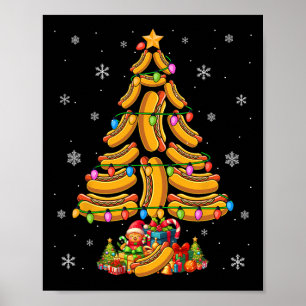 Póster Hotdogs Christmas Tree Colorful Lights Comida dive
