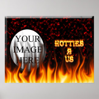 Póster Hoteas R Us fuego y llamas mármol rojo