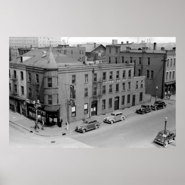 Póster Hotel Americano, Dubuque, Iowa, 1940 (Frente)