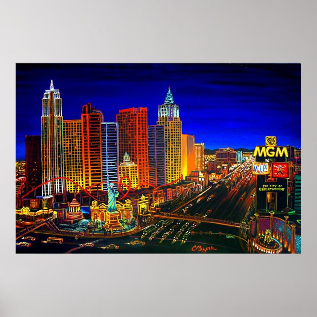 Póster Hotel CBjork Las Vegas Cityscape Casinos (Frente)