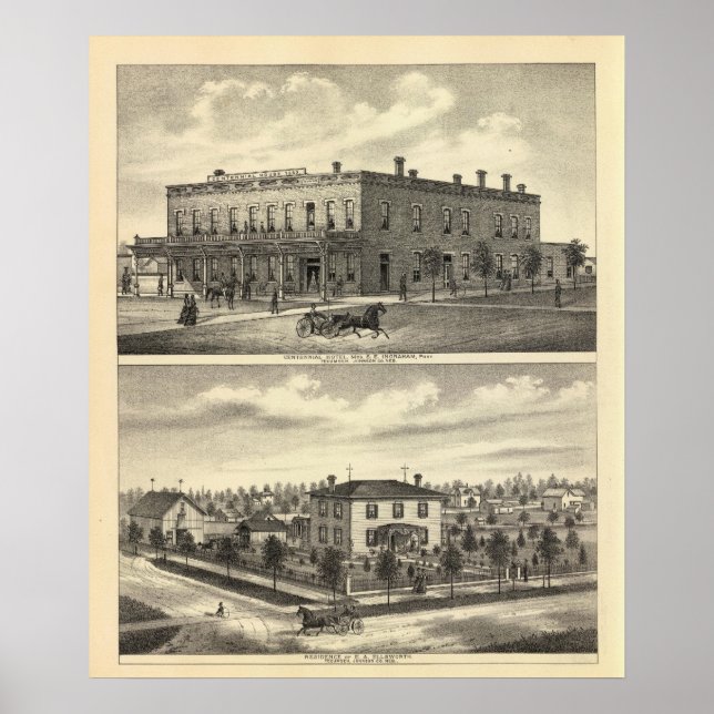 Póster Hotel Centennial, Tecumseh, y Neb, Nebraska (Frente)