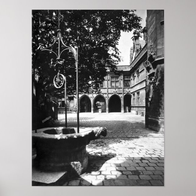 Póster Hotel Cluny visto desde el patio, París (Frente)