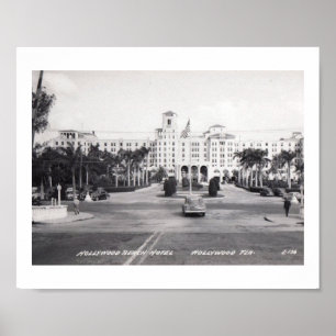 Póster Hotel de la playa de Hollywood, vintage de la