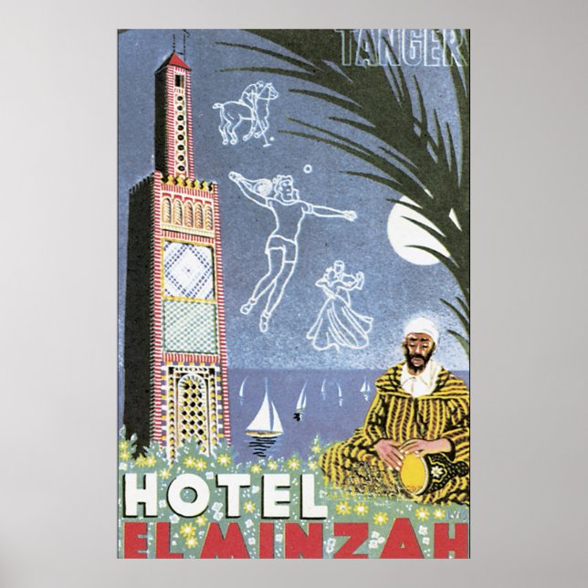 Póster Hotel El Minzah Vintage Travel Poster (Frente)