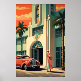 Póster Hotel en Miami Beach art deco front aircel