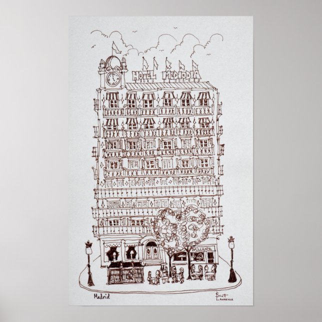 Póster Hotel Mediodía, Madrid, España (Frente)