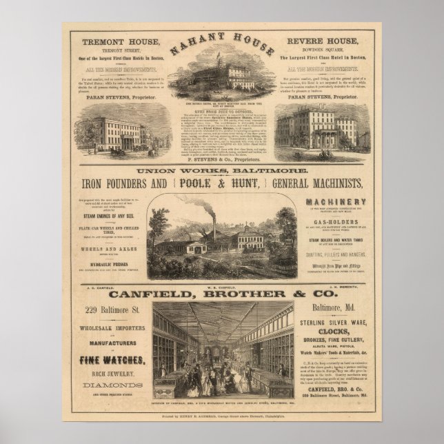 Póster Hotel Nahant House en Tremont House, Boston (Frente)