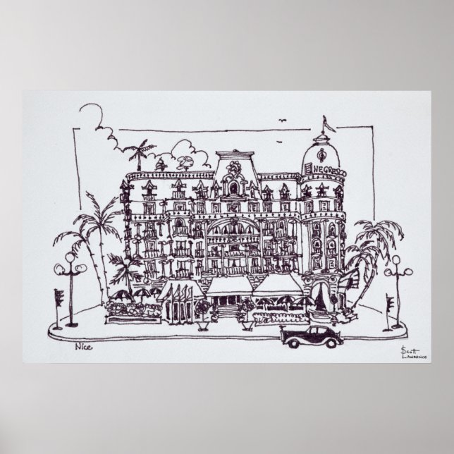Póster Hotel Negresco Promenade Inglés | Niza, Francia (Frente)