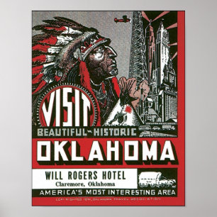 Póster Hotel Oklahoma Will Rogers, Claremore Oklahoma