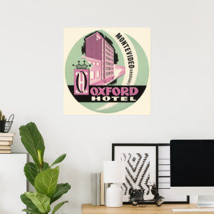 Póster Hotel Oxford, Montevideo, Uruguay, Viajes Antiguos