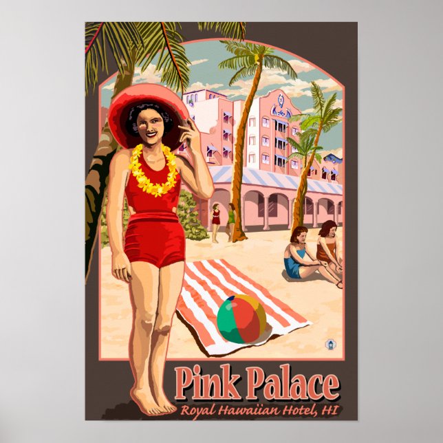 Póster Hotel Royal Hawaiian en Hawái (Frente)