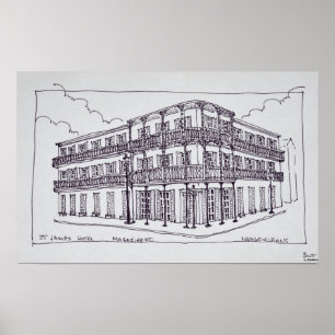 Póster Hotel St. James Barrio Francés, Nueva Orleans