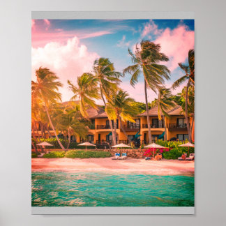 Póster Hotel Tropical Beach con Poster de los Cocoteros