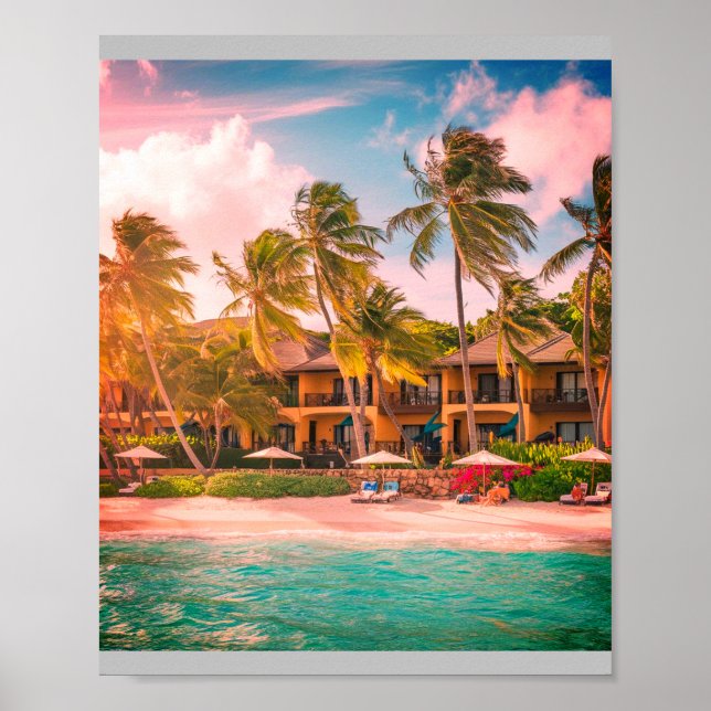 Póster Hotel Tropical Beach con Poster de los Cocoteros (Frente)