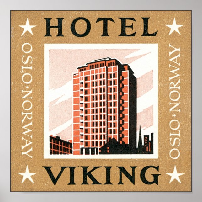 Póster Hotel Viking, Oslo Noruega (Frente)