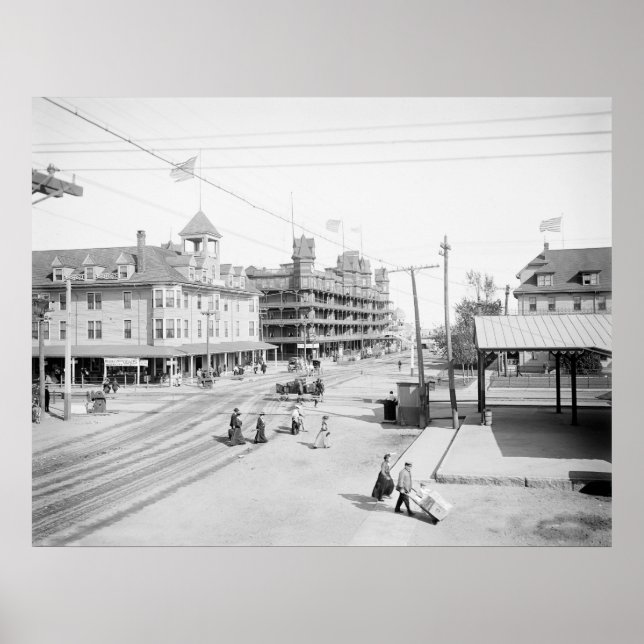 Póster Hoteles en Old Orchard Beach, 1904 (Frente)
