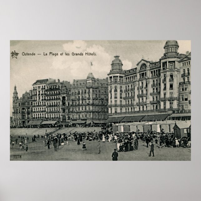Póster Hoteles en Ostend Beach and Grands aproximadamente (Frente)
