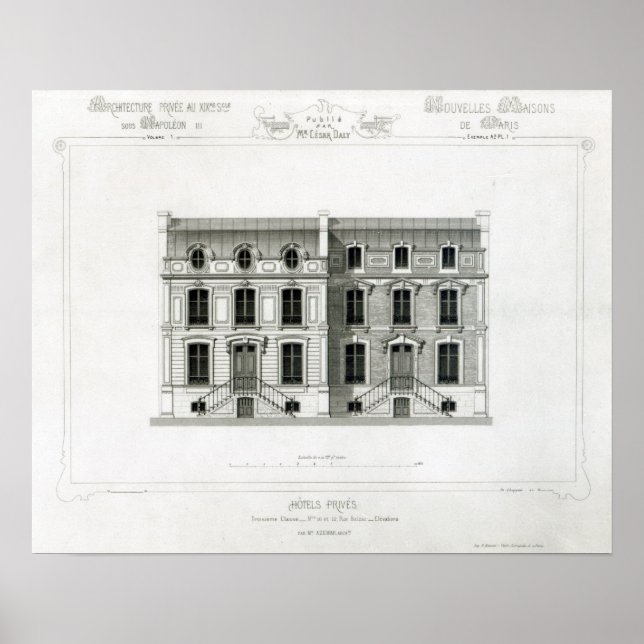 Póster Hoteles Prives, 10 y 12 Rue Balzac, París (Frente)