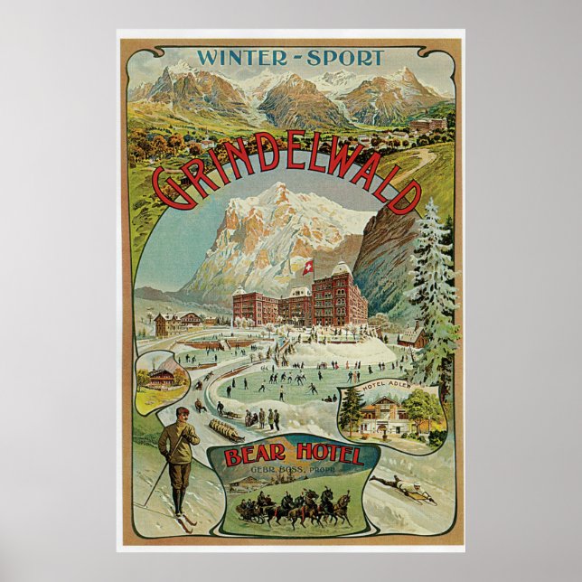 Póster Hoteles y hoteles deportivos de invierno de los Al (Frente)