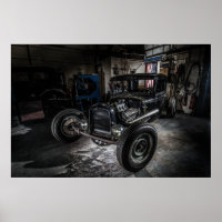 Hotrod en un Poster de Garage/Print