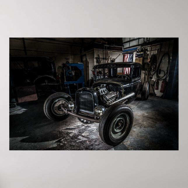 Póster Hotrod en un Poster de Garage/Print (Frente)