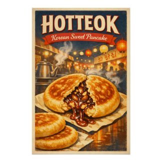 Póster Hotteok, traditional Korean street food