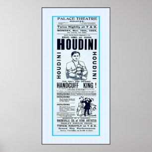 Póster Houdini ~ Esposas King ~ Poster magicista vintage