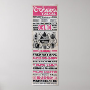 Póster Houdini, nada en la tierra puede sostener a Houdin