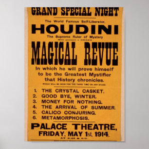 Póster Houdini, Teatro retro de la "Revue mágica"